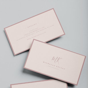 Luxus-Minimal-Monogramm Blush Rosa Chic Visitenkarte