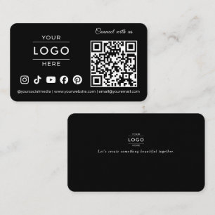 Luxus Minimalistisches Schwarzes QR-Code-Logo Elfe Visitenkarte