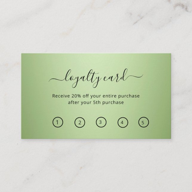 Luxus Mint Green Beauty Salon Treuekarte (Vorderseite)