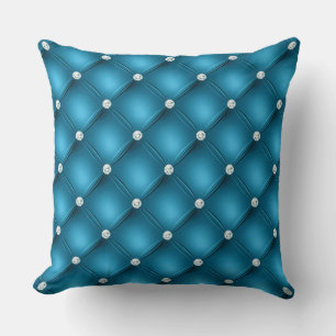 Luxus-Mittelblau-Diamant-Tufting-Muster Kissen