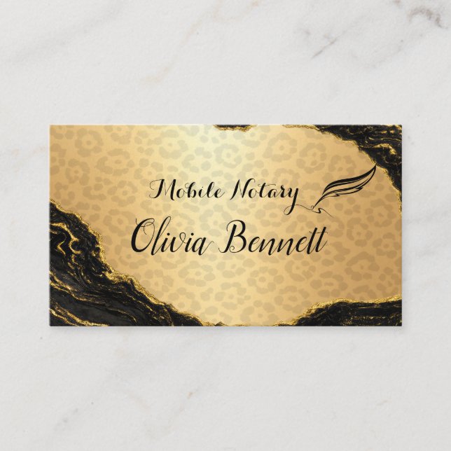 Luxus-Mobiler-Notar-Leopard-Gold Visitenkarte (Vorderseite)