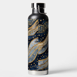 Luxus, Modern, Gold Blau Muster, Trinkflasche