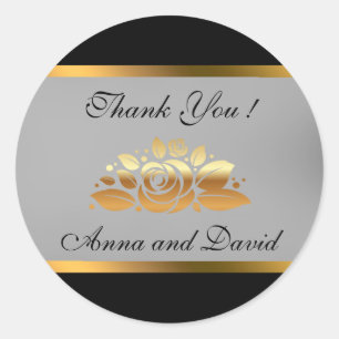 Luxus Modern Schwarz Gold Fügen Sie Ihren Text Runder Aufkleber