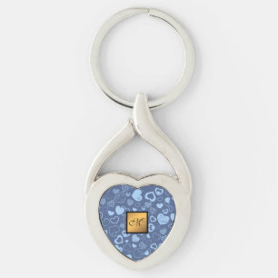 Luxus Moderne Elegante Liebe Blaues Herz Schlüsselanhänger