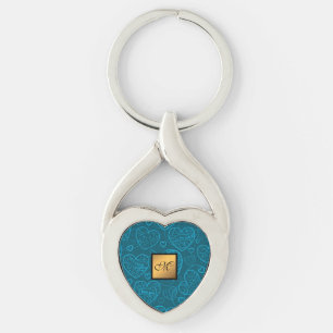 Luxus Moderne Elegante Liebe Blaues Herz Schlüsselanhänger