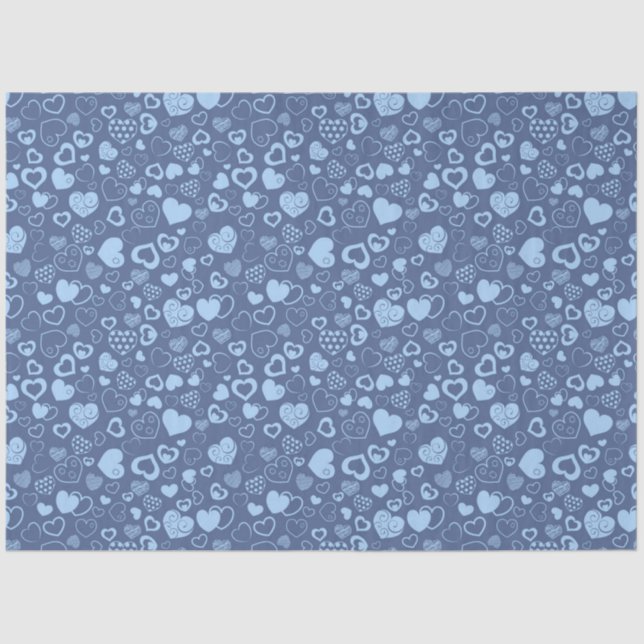 Luxus Moderne Elegante Liebe Blaues Herz Seidenpapier (Vorderseite)