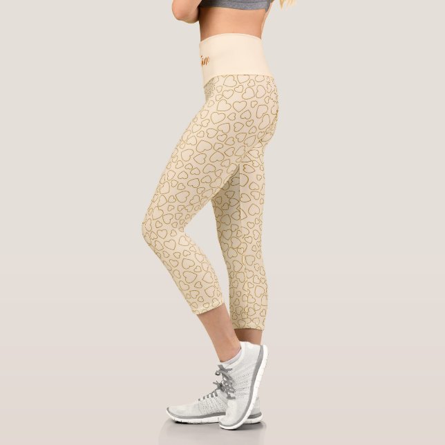 Luxus Moderne Elegante Liebe Goldenes Herz Capri Leggings (Links)