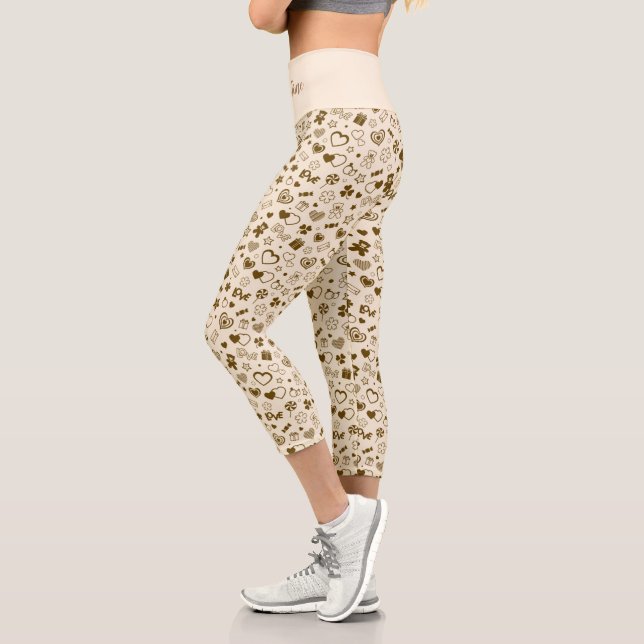Luxus Moderne Elegante Liebe Goldenes Herz Capri Leggings (Links)