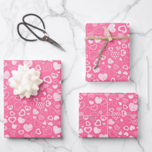Luxus Moderne Elegante Liebe Rosa Herz Geschenkpapier Set