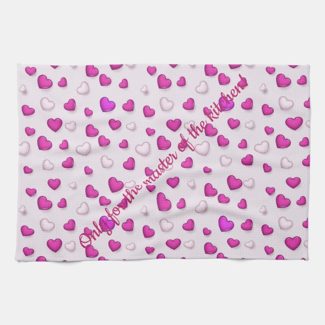 Luxus Moderne Elegante Liebe Rosa Herz Geschirrtuch (Horizontal)