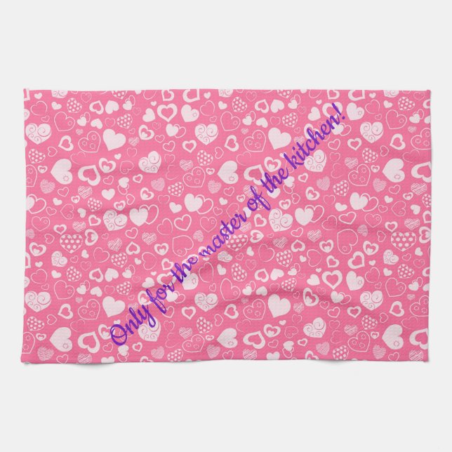 Luxus Moderne Elegante Liebe Rosa Herz Geschirrtuch (Horizontal)