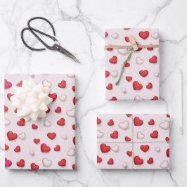 Luxus Moderne Elegante Liebe Rotes Herz Geschenkpapier Set