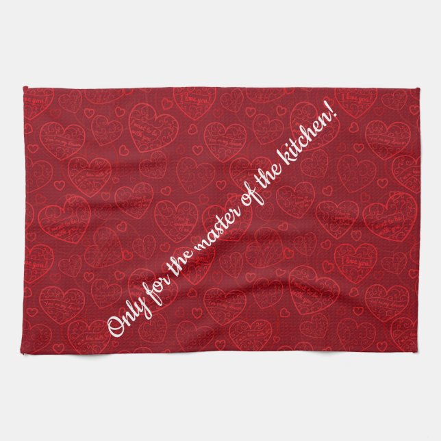 Luxus Moderne Elegante Liebe Rotes Herz Geschirrtuch (Horizontal)