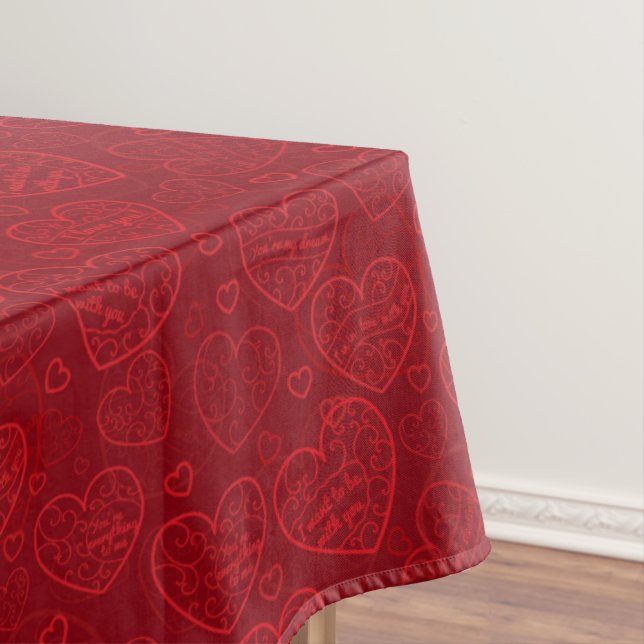 Luxus Moderne Elegante Liebe Rotes Herz Tischdecke (Beispiel)