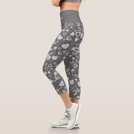 Luxus Moderne Elegante Liebe Silberes Herz Capri Leggings
