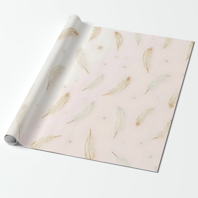 Luxus Moderne Federn Boho Kollektion Geschenkpapier (Ungerollt)