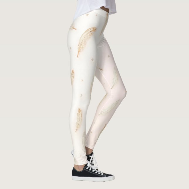 Luxus Moderne Federn Boho Kollektion Leggings (Rechts)