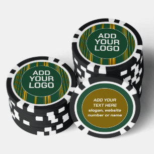 Luxus moderne grüne Gold-Leinen-Textur-Kollektion Pokerchips