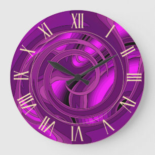 Luxus Moderne Lila Abstrakte Rose Große Wanduhr