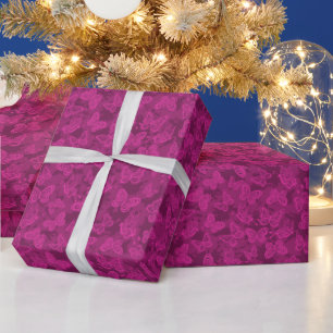 Luxus Moderne Lila Natürliche Blumen Schmetterling Geschenkpapier