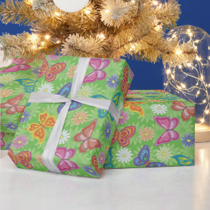 Luxus Moderne Natürliche Florale Butterfly Geschenkpapier