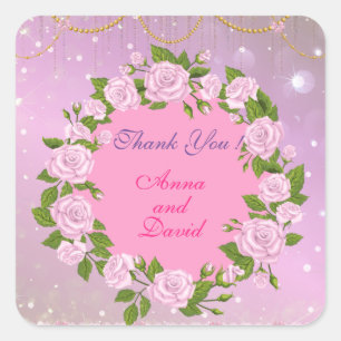 Luxus Moderne Rose Fügen Sie Ihren Text Quadratisc Quadratischer Aufkleber