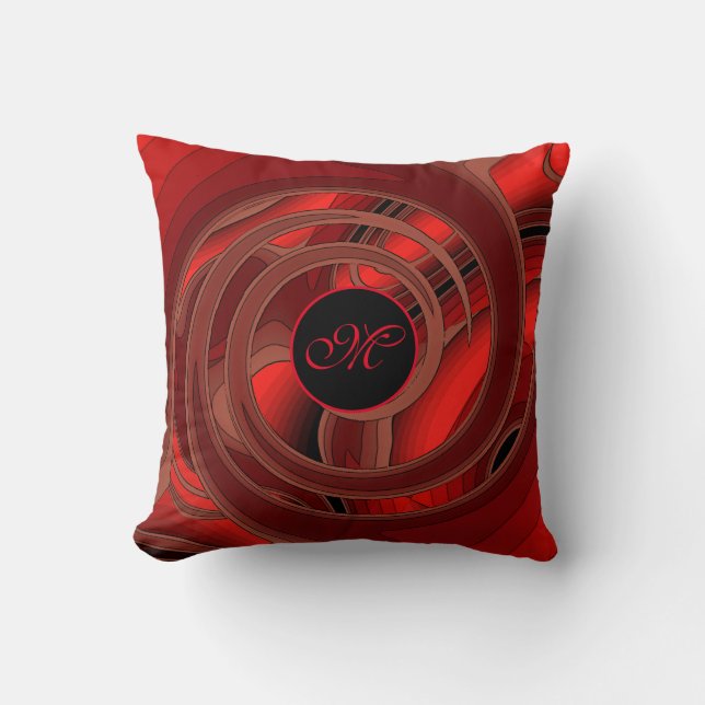 Luxus Moderne Rote Abstrakte Rose Kissen (Vorderseite)