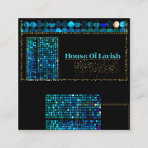Luxus moderne Teal Luxe Mosaik schwarze Visitenkar