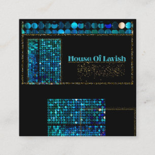 Luxus moderne Teal Luxe Mosaik schwarze Visitenkar Quadratische Visitenkarte