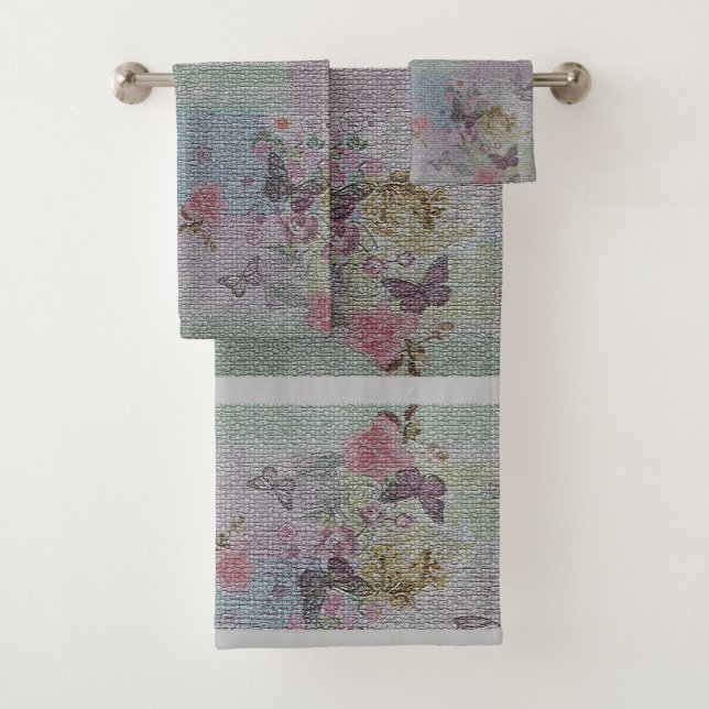 Luxus Moderne Vintage Rose Badhandtuch Set (Insitu)