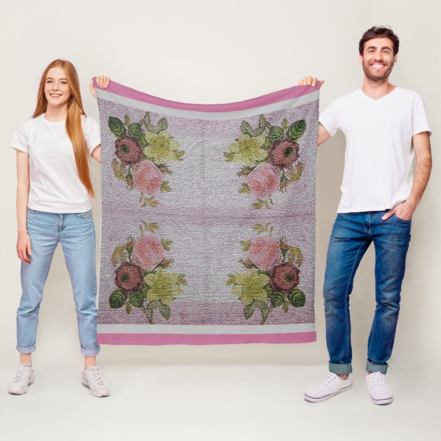 Luxus Moderne Vintage Rose Fleecedecke (Beispiel)