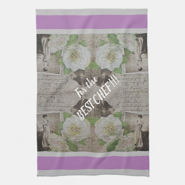 Luxus Moderne Vintage Rose Geschirrtuch (Vertikal)