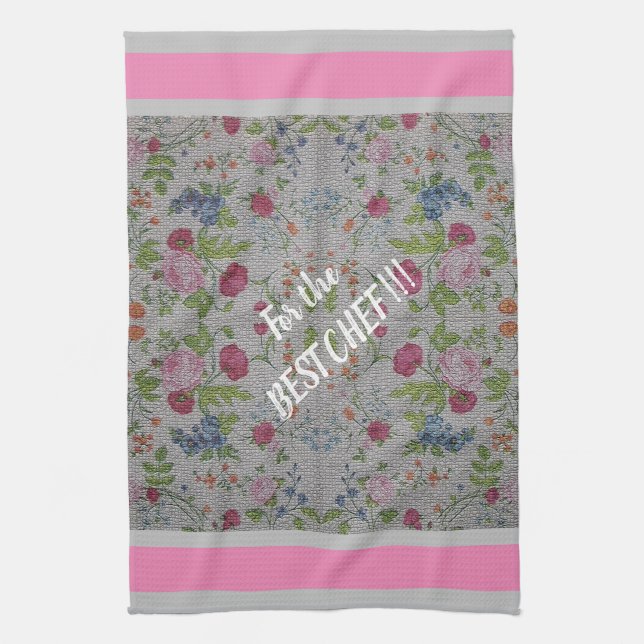 Luxus Moderne Vintage Rose Geschirrtuch (Vertikal)