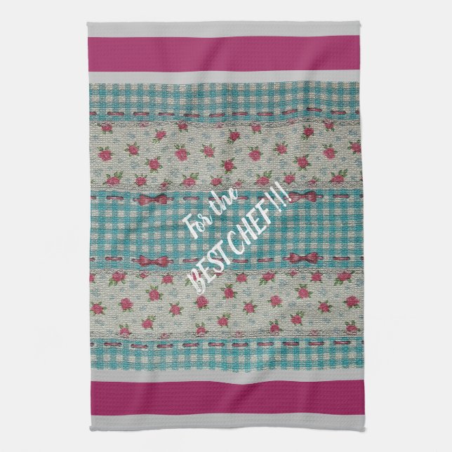 Luxus Moderne Vintage Rose Geschirrtuch (Vertikal)