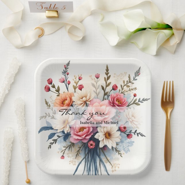 Luxus Moderne Wildblumen Schöne Sammlung Pappteller (Hochzeit)