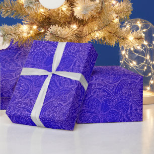 Luxus Moderner Blauer Blauer Blütenschmetterling Geschenkpapier