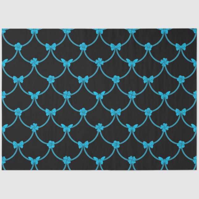 Luxus Moderner Blauer Blauer Blütenschmetterling Seidenpapier (Vorderseite)