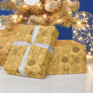 Luxus moderner Gold-Natur-Blumen-Schmetterling Geschenkpapier