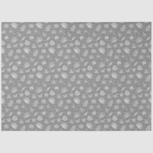 Luxus Moderner Tropischer Silberschmetterling Seidenpapier (Vorderseite)