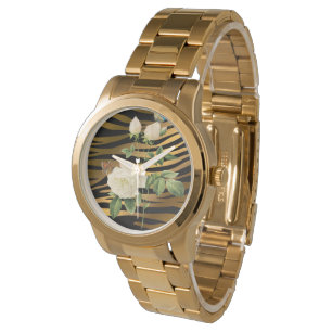 Luxus Modernes Black Gold Rose Tigar Armbanduhr