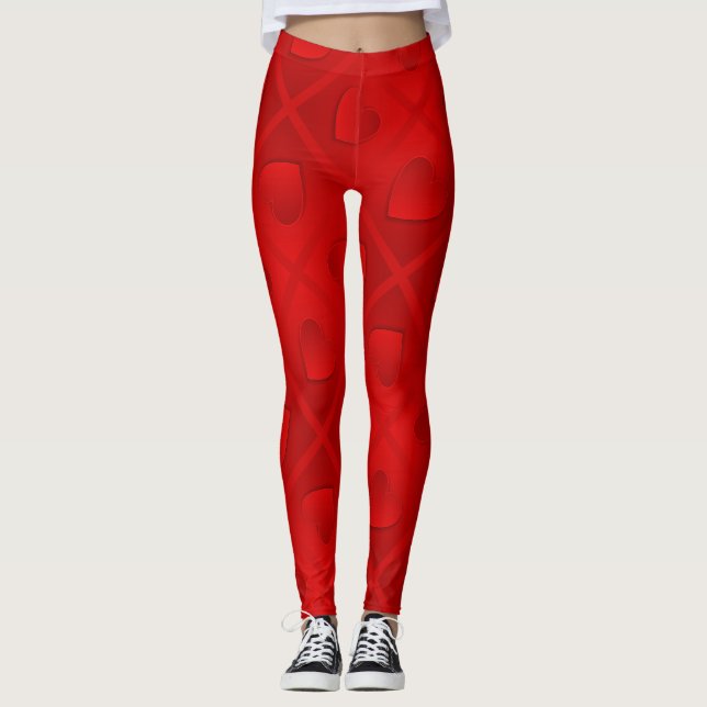 Luxus Modernes Elegantes Rotes Herz Leggings (Vorderseite)