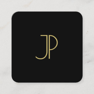 Luxus modernes Gold Look Monogramm Anfangsbuchstab Quadratische Visitenkarte