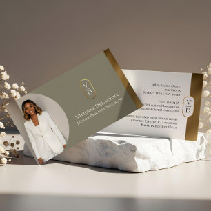 Luxus modernes goldenes Bogenmonogramm Immobilienf Visitenkarte