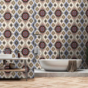 Luxus-Monochrom und Ocker-Tribal-Medaillon Tapete