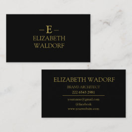 Luxus Monogram Business Card - Black & Gold Visitenkarte