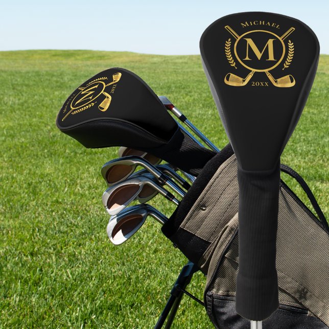 Luxus Monogram Gold auf Black Golf Club Deckblatt Headcover (Von Creator hochgeladen)