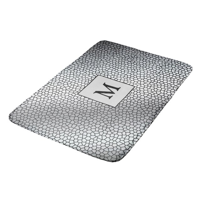 Luxus Monogram Hartglas Silver Badematte (Schrägansicht)