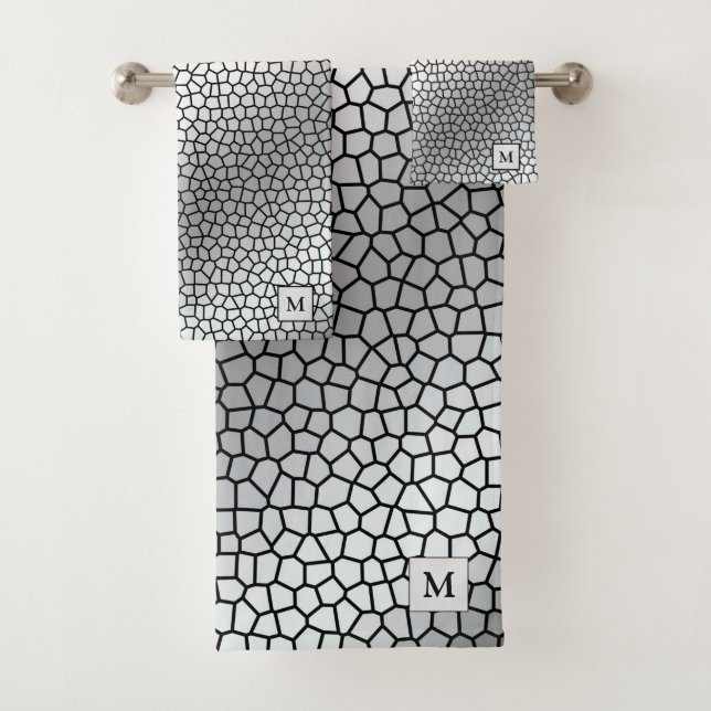 Luxus Monogram Hartglas Silver Badhandtuch Set (Insitu)