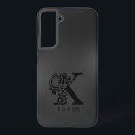 Luxus Monogram K auf Dunkelgrau Samsung Galaxy Hülle<br><div class="desc">Monochromatisches Design mit dem luxuriösen Buchstaben K - schwarz auf dunkelgrauem Hintergrund. Alle Briefe sind auf Anfrage erhältlich.</div>