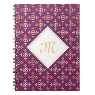 Luxus Monogram Lila und Gold Quatre Floral Notizblock
